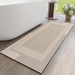 YDKGL Non Slip Bath Mat, Rubber Backing Ultra Thin Bathroom Rugs Fit Under Door Quick Dry Super Absorbent Washable Bath Rug Shower Mat for Bathroom Floor Bathtub Shower Sink, Easy Care Blue 20"x 32"