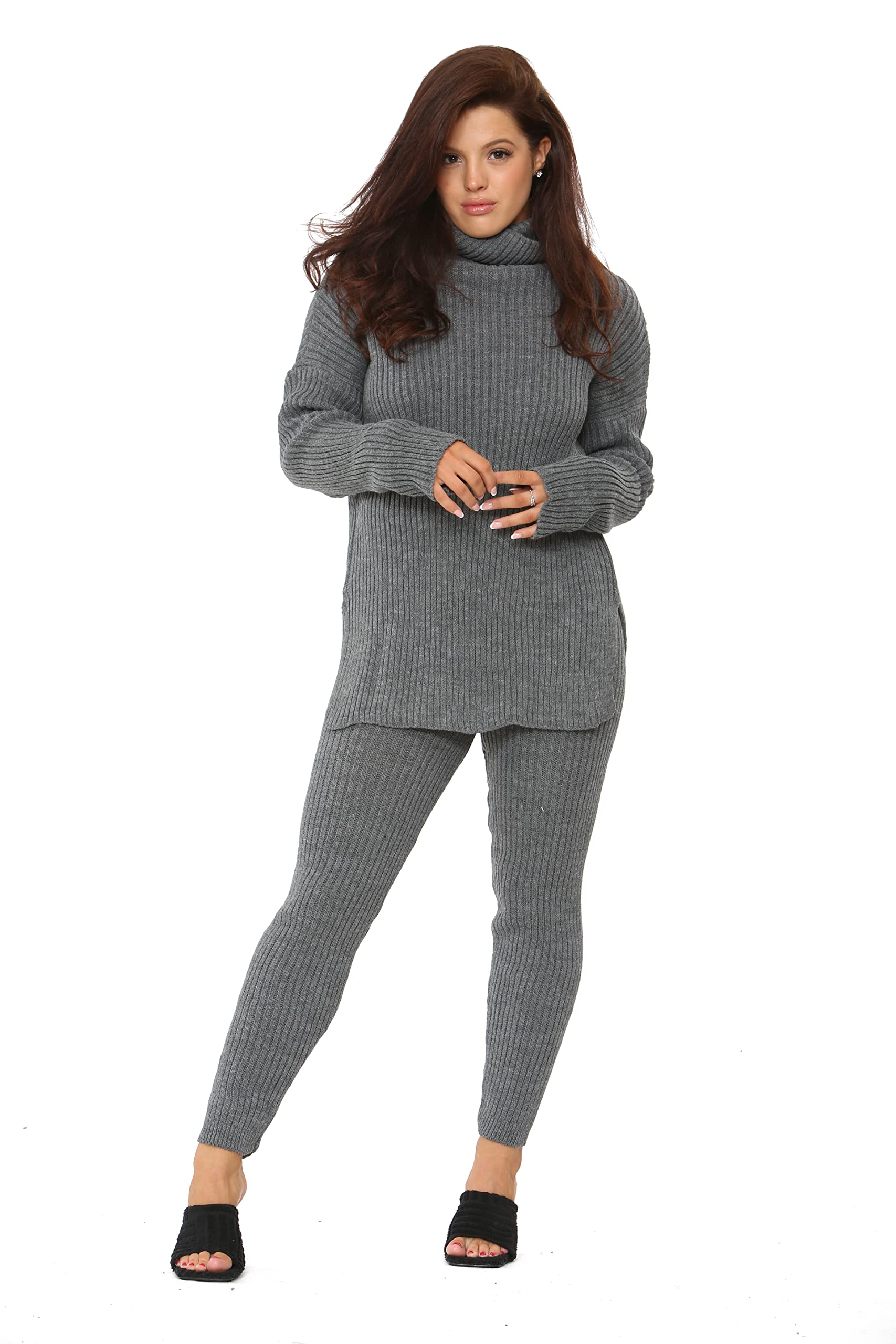 Leggings Knitted Lounge Suits Ladies Knitted Loungewear Set Women