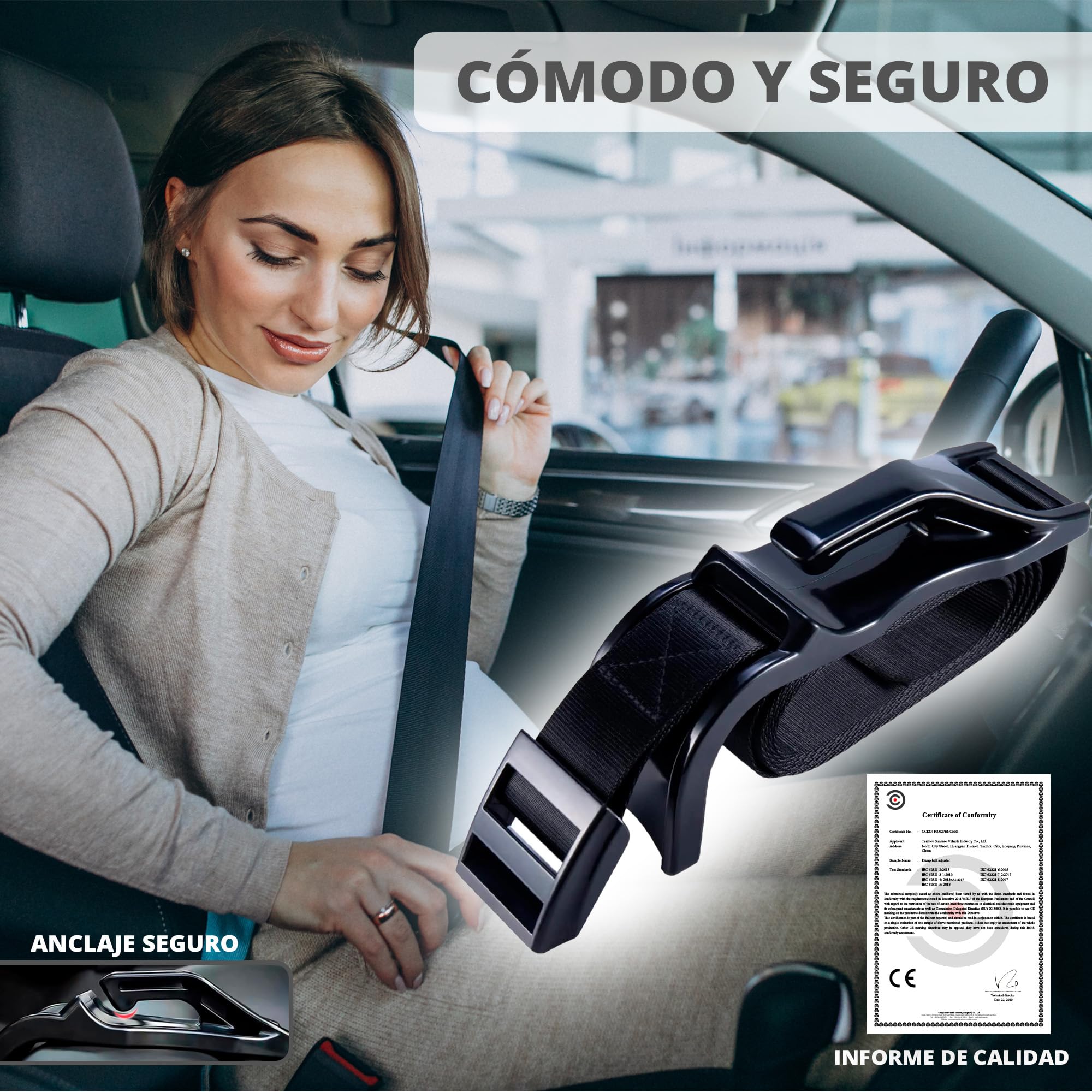 REVERSED® Cinturón Embarazada Coche Homologado - Cómodo y Seguro - Viaja con Tranquilidad, Protegiendo a la Mamá y al Bebé (Negro) — view 6