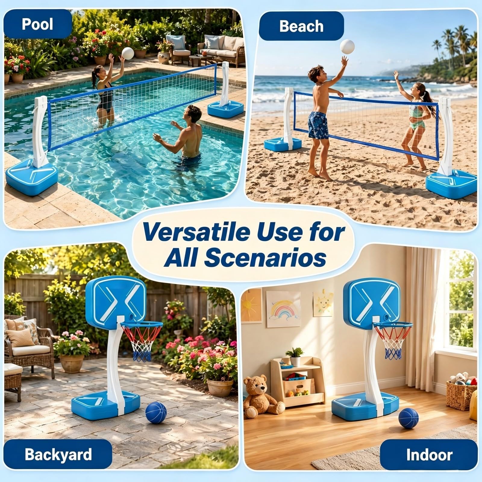 LIFEZEAL Volleyballnetz und Basketballkorb für Pool