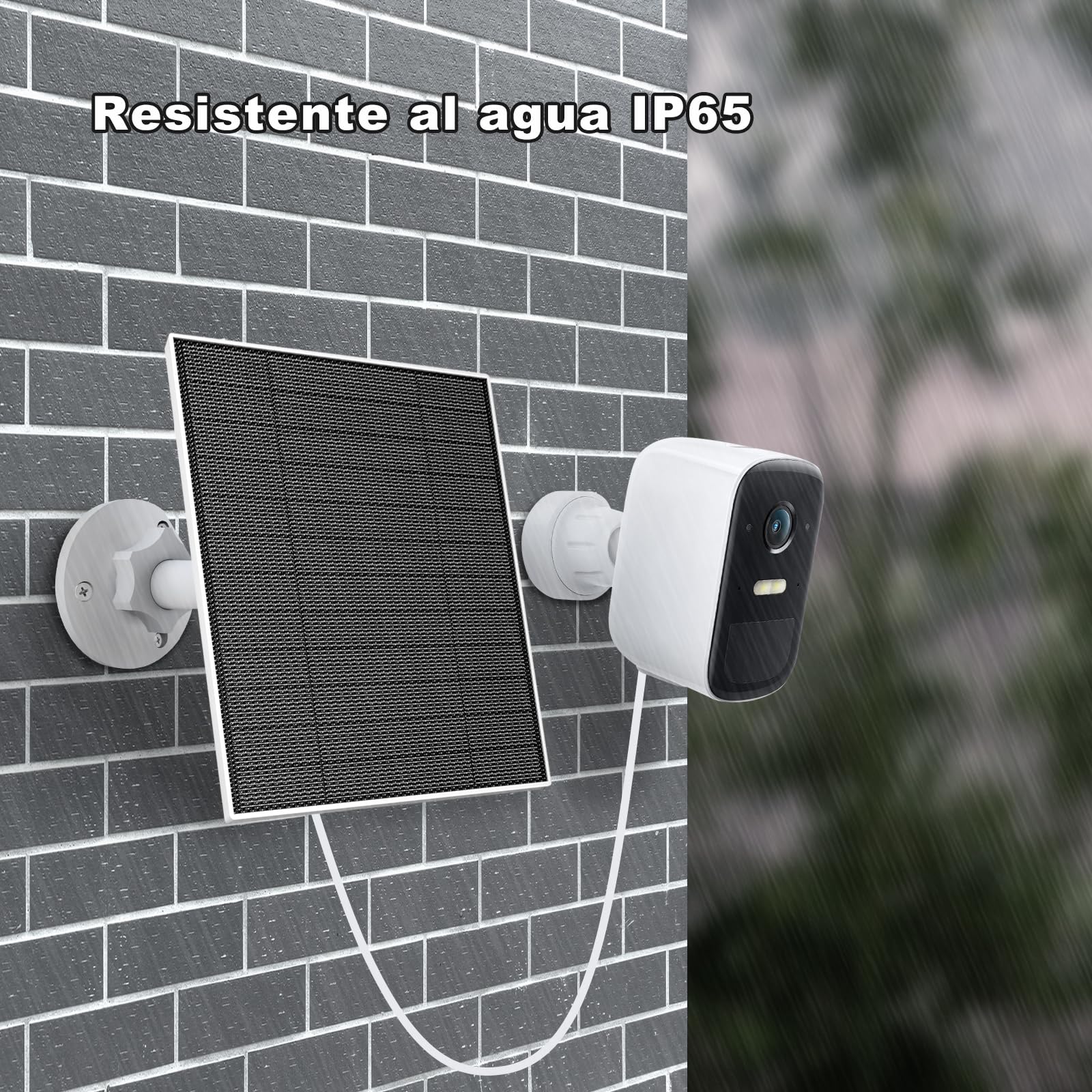 Panel Solar para Cámara Eufy, 5W Cargador Solar para Eufy Compatible Con Eufycam 3/3C/2/2 Pro/2C/2C Pro/E/E20/E40/L20/L40, Panel Solar Con Puerto Usb-C, Adaptador Micro Usb, 3 Paquete