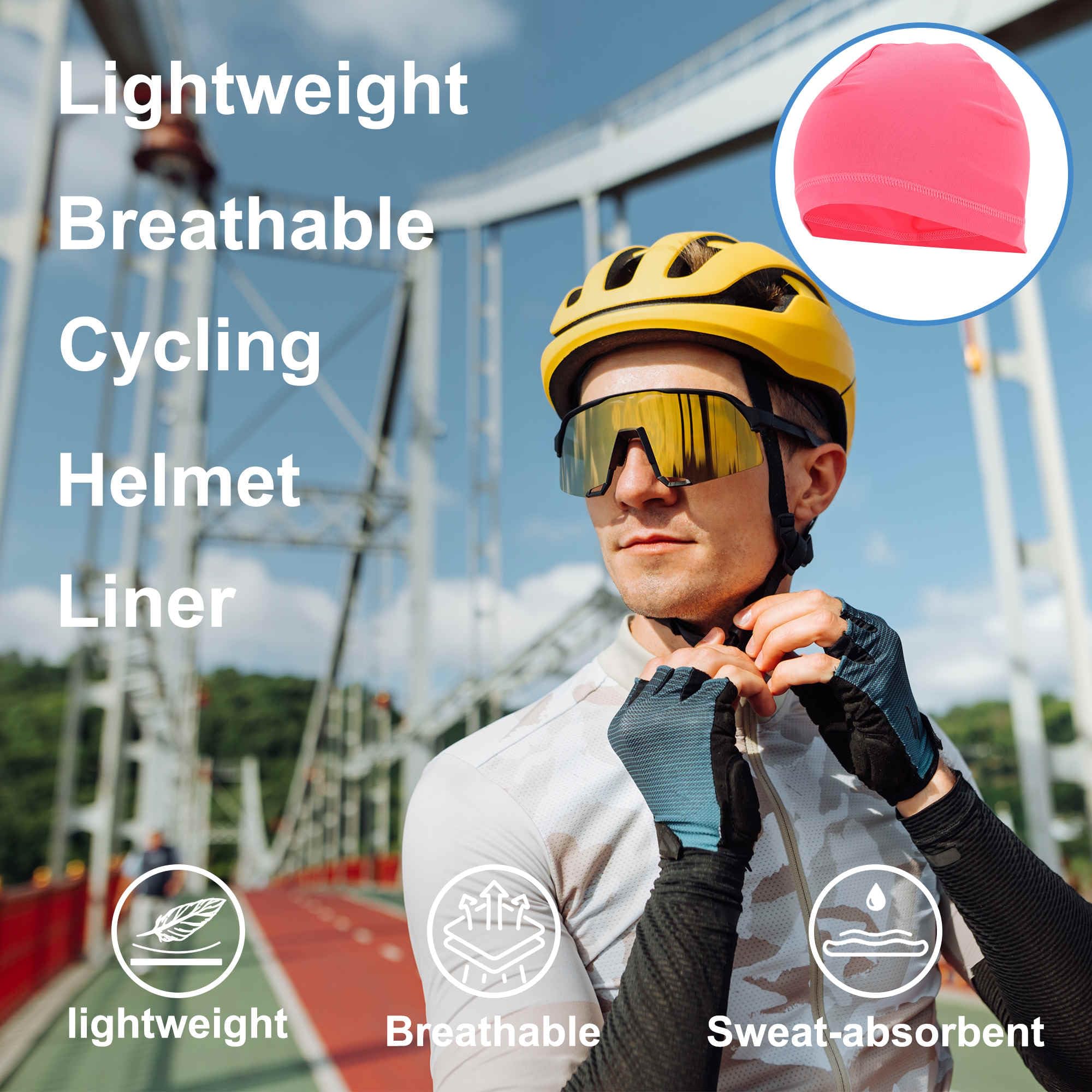 Czapka rowerowa, lekka letnia czapka pod kask rowerowy, ochrona przed słońcem, czapka podstawowa dla mężczyzn i kobiet, różowa