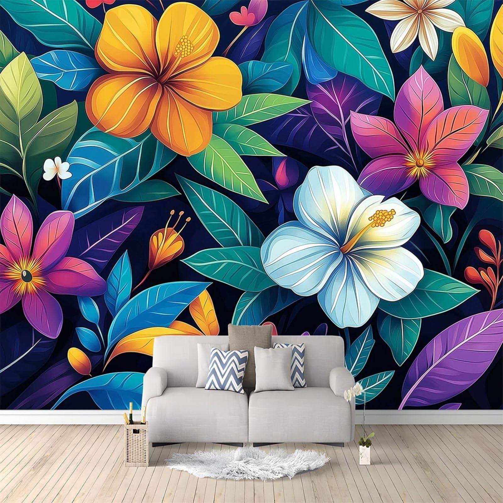 hgjdjhnf 3D Floral Leaf Print Photo Wallpaper Non-Woven Wallpaper Wall Decor Studio Living Room Restaurant Cafe 350cm x 256cm