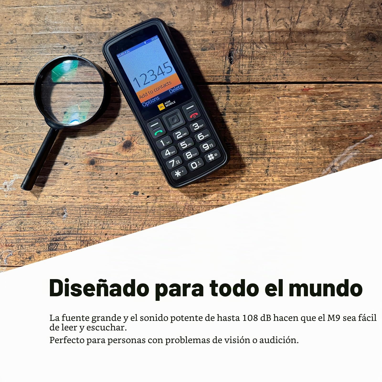 AGM M9 Teléfono Móvil Resistente 4G,Característica Móvil Simple Móviles | Móviles Impermeables a Pruebae Caídas ｜Botones Grandes ｜Letras Grandes｜Marcación Rápida｜3 Ranuras Tarjetas｜Radio FM