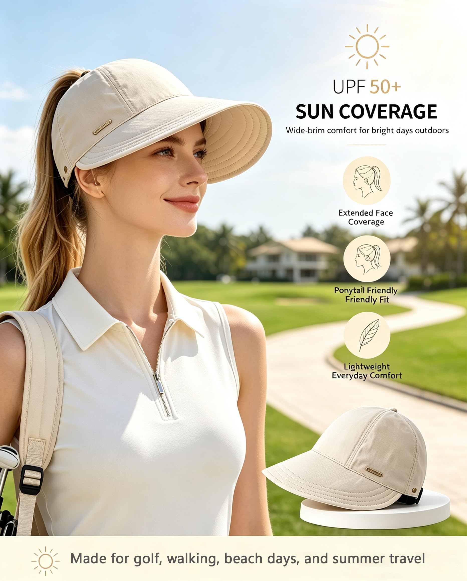 Cappello da donna a tesa larga con visiera parasole UPF 50+