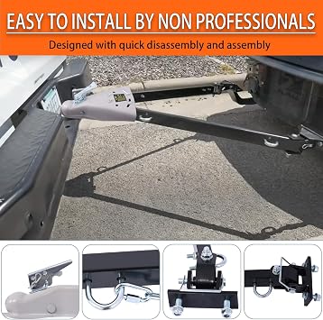 Universal RV & Car Tow Bar - Heavy-Duty, Adjustable, 5000 lbs Capacity, 2-Inch Coupler, Rust-Resistant, for Flat/Dinghy Towing