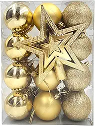 Kit C/24 Bolas de Natal Lisas/Foscas/Glitter de 6cm - Dourado