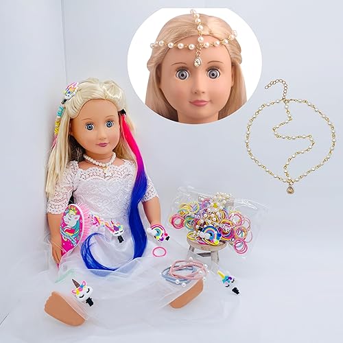 Miniatura 5 de SAIBURAZ Accesorios para el cabello de muñeca de 18 pulgadas para American OG Girl cepillo de pelo de muñeca Rainbown Unicorn Kit accesorios de