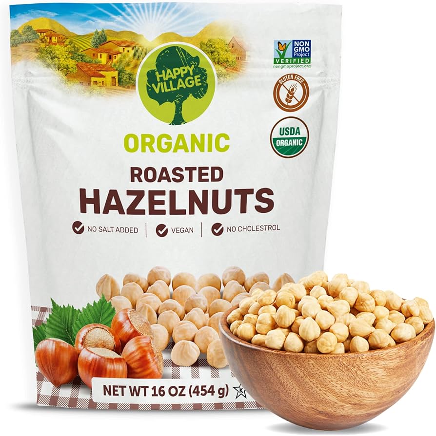 happycoconuts♡ページ Amazon.com: Happy Village Organic Roasted Hazelnuts, 16 OZ