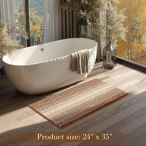 Miniatura 289 de BSICPRO Juego de alfombras y tapetes de baño, 2 piezas de felpilla gruesa y absorbente, antideslizantes, suaves y peludas para baño, lavables a