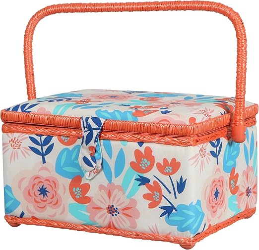 SINGER 40355 Sewing Basket with Removable Storage Tray, Floral Print