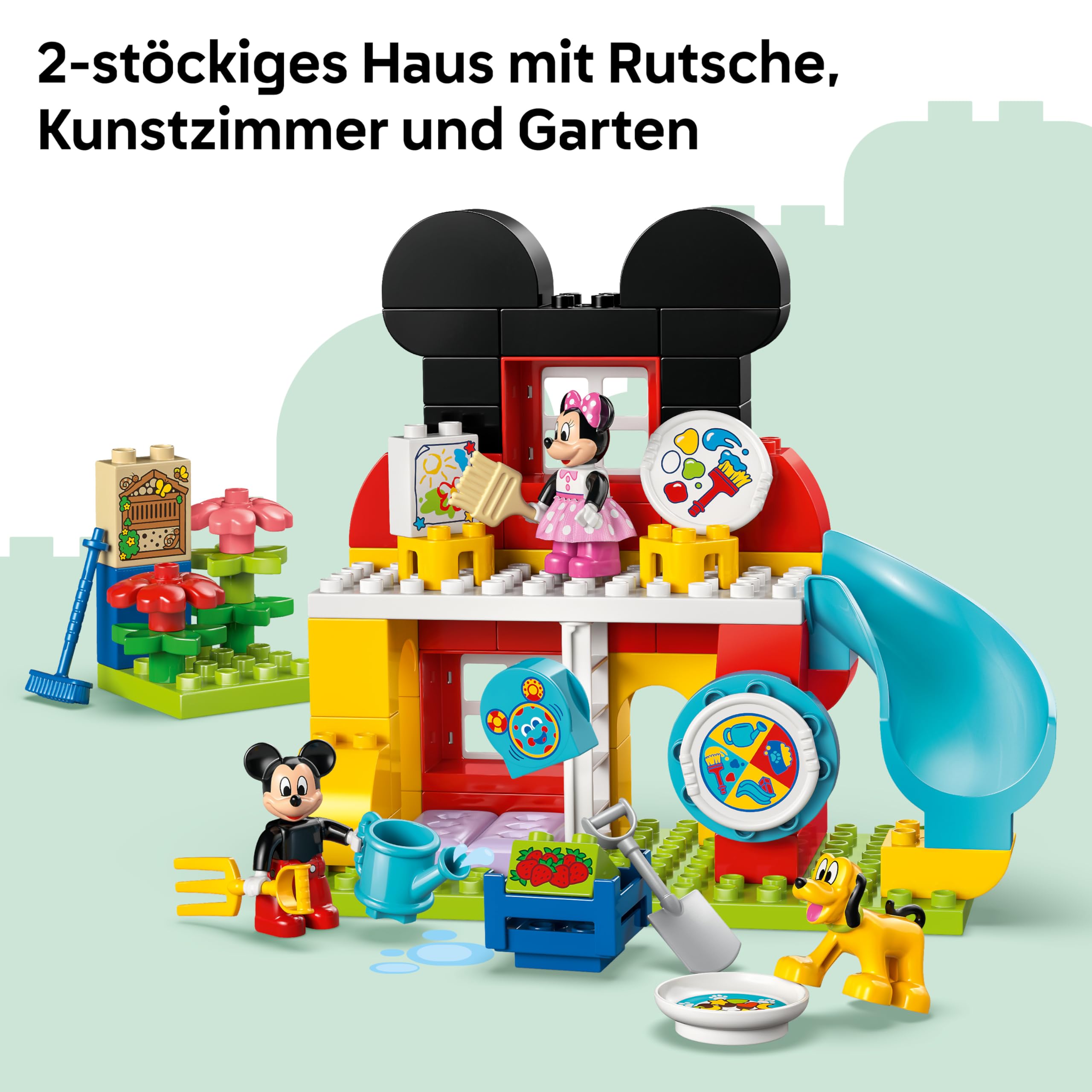 LEGO DUPLO | Micky Maus Wunderhaus mit Minnie und Pluto - Pädagogisches Feinmotorik Spielzeug für Kleinkinder - inkl. 3 Figuren & Toodles - Geschenk für Jungen & Mädchen ab 2 Jahren - 10465
