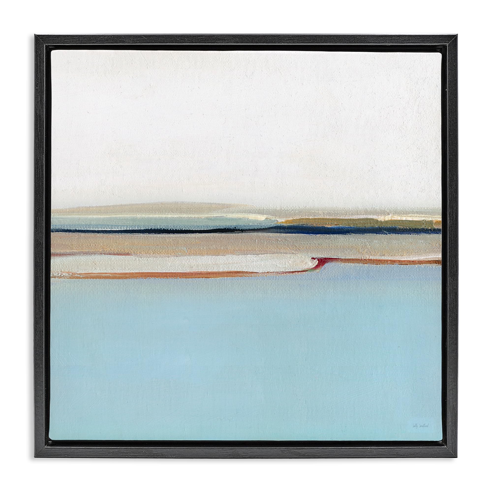 Stupell Industries Jet Black (Matte) 'Serene Minimal Shoreline At Dawn', Floating Frame Canvas Art, Black, 18 X 18 Inches, Easy To Hang And Sturdy, Made In Usa, By Sally Swatland