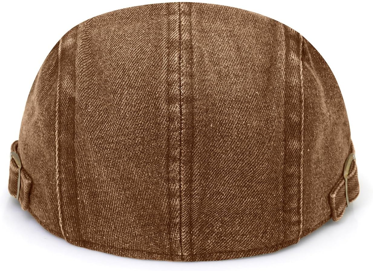 Newsboy Cap for Men Adjustable Flat Ivy Gatsby Cabbie Driving Hat Breathable Denim Cotton Golf Cap - Image 5