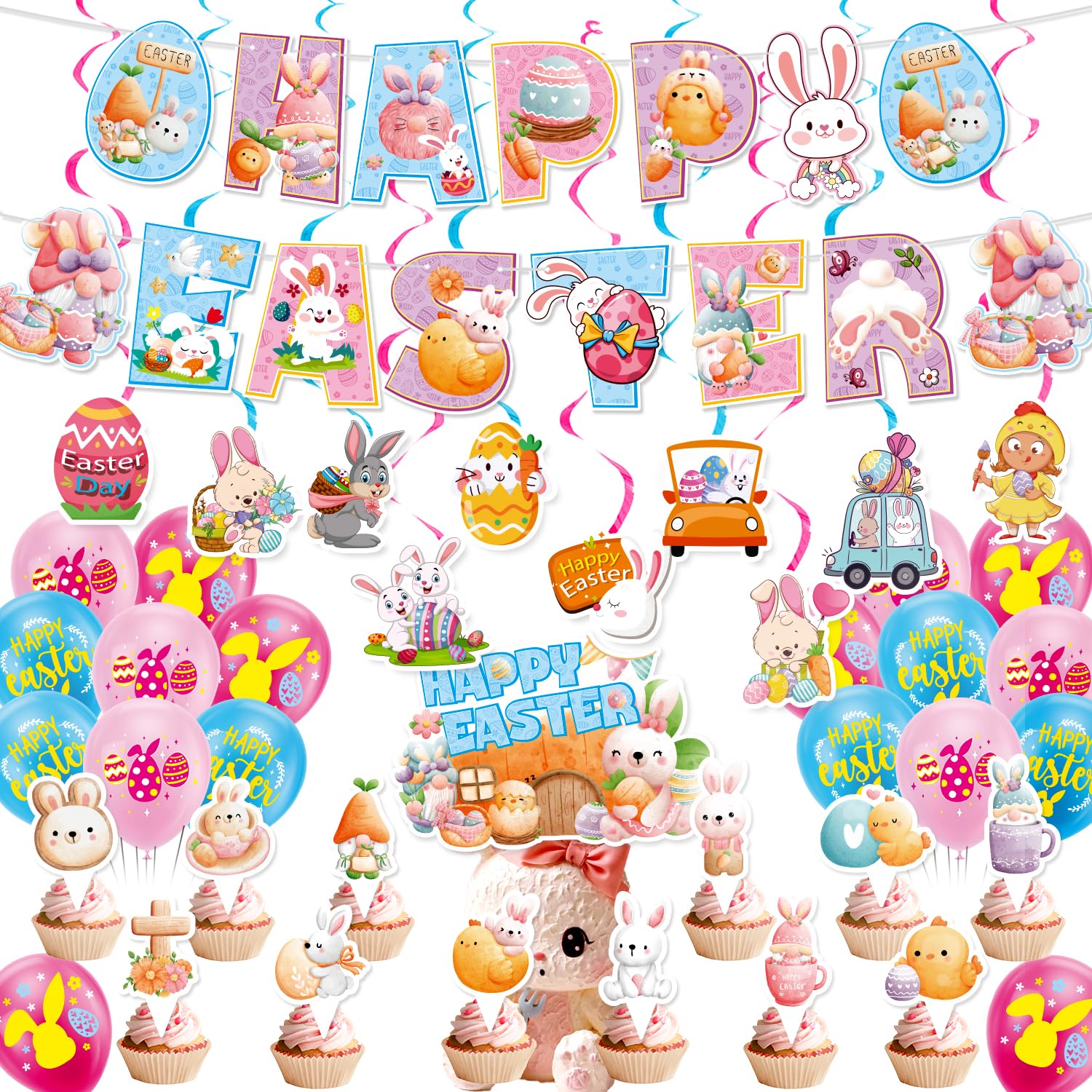 32pcs Happy Easter Party Decorations, Easter Decorations Set Include ...