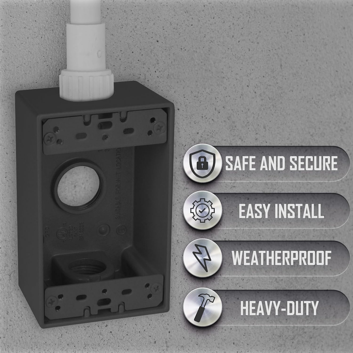 TayMac SD350Z Weatherproof Box, 1-Gang, (3) 1/2-Inch Outlets, Deep, Bronze