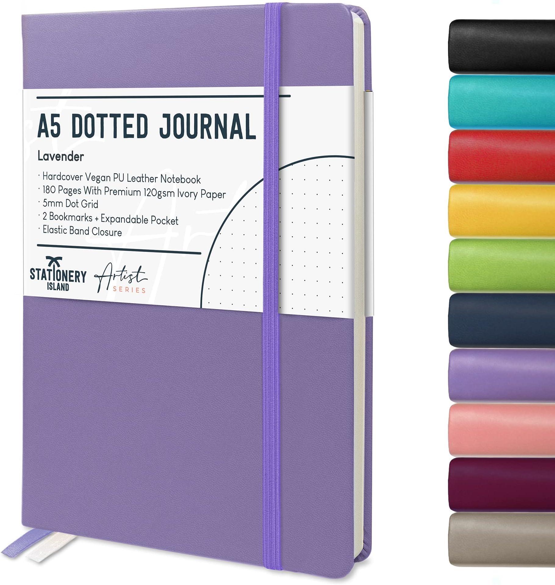 STATIONERY ISLAND Bullet Dotted Journal A5, Hardcover Dotted Notebook, Thick 120gsm Paper 180 Pages Journal Notebook