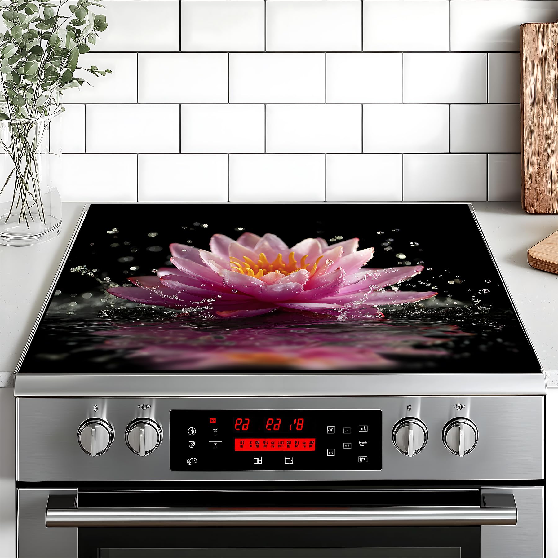 Stove Top Cover for Home Decoration Kitchen Pad Washable Cooktop Covers Countertop Stove Protector Mat for Home Kitchen Cooktops (pink flower, 28"x20")
