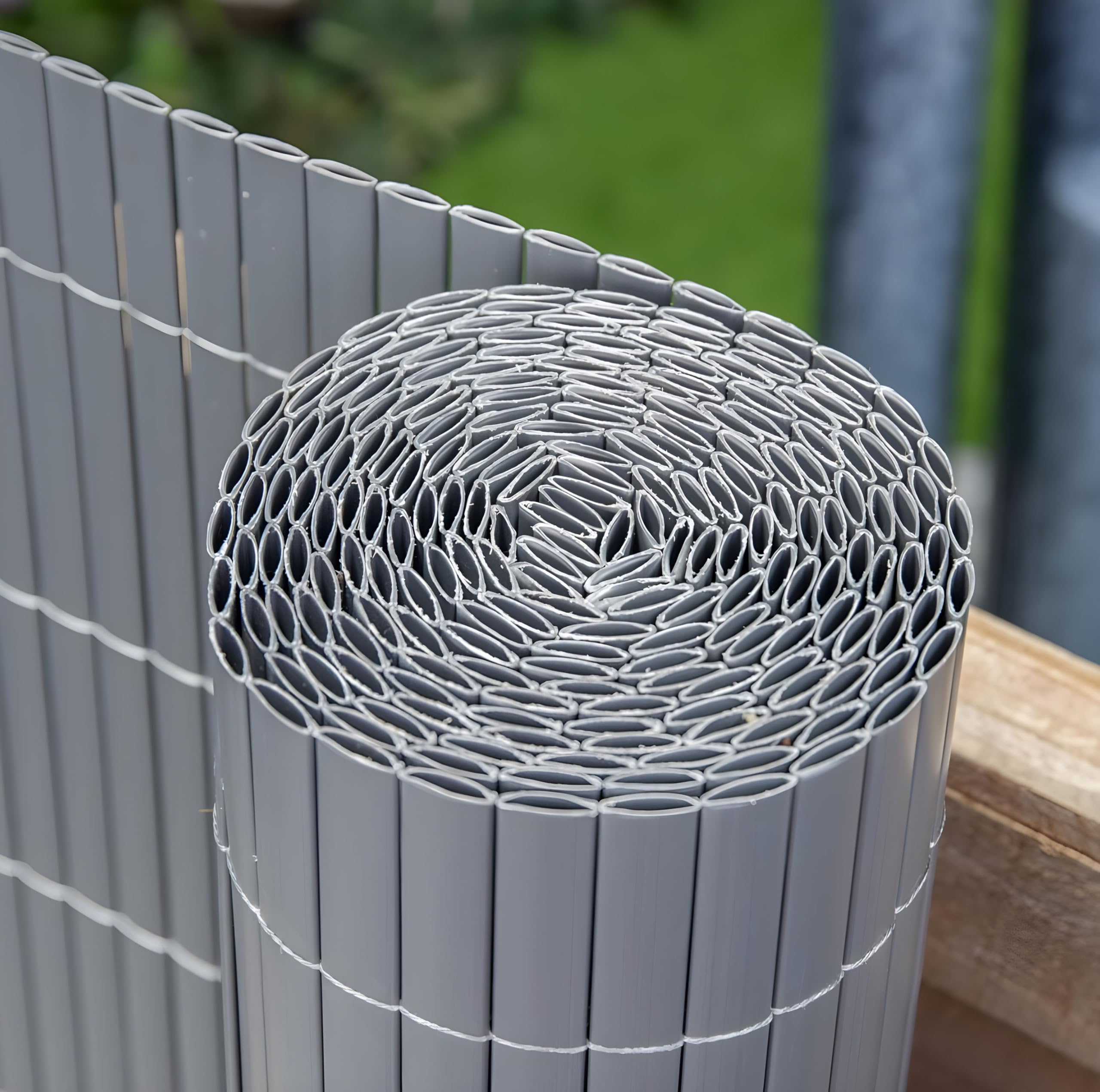Papillon Grey Artificial Bamboo Cane Plastic Garden Fence Screening Roll Privacy Border 4M X 2M