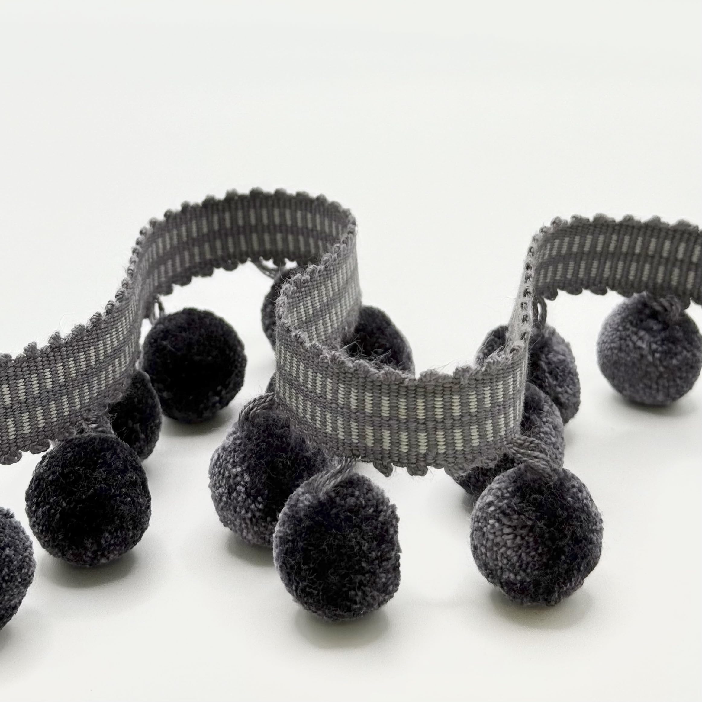 40MM POM Fringe Charcoal ON 12.5M Card