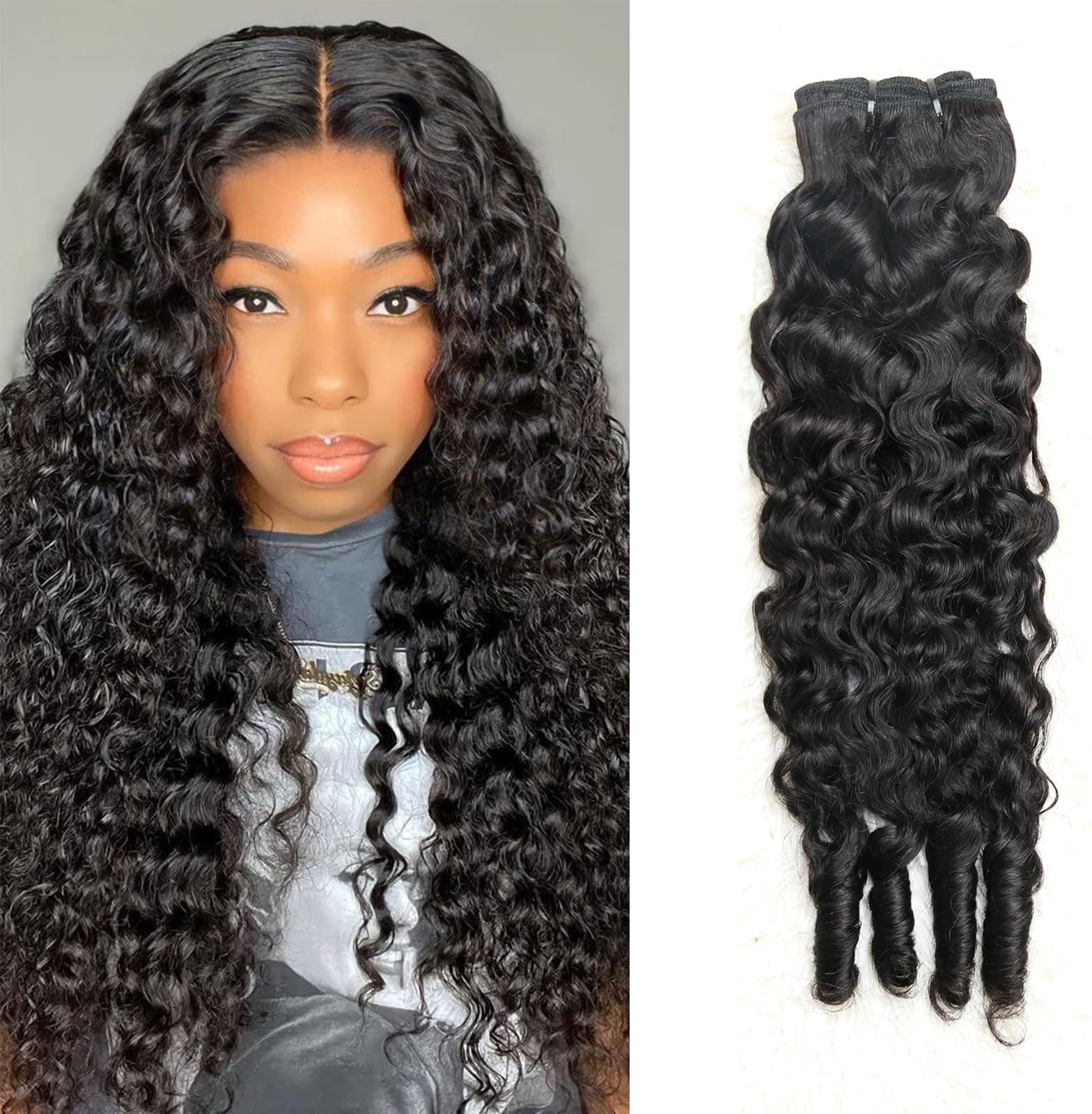 Amazon.com : Water Wave Burmese Curly Bundles Human Hair  display picture 1