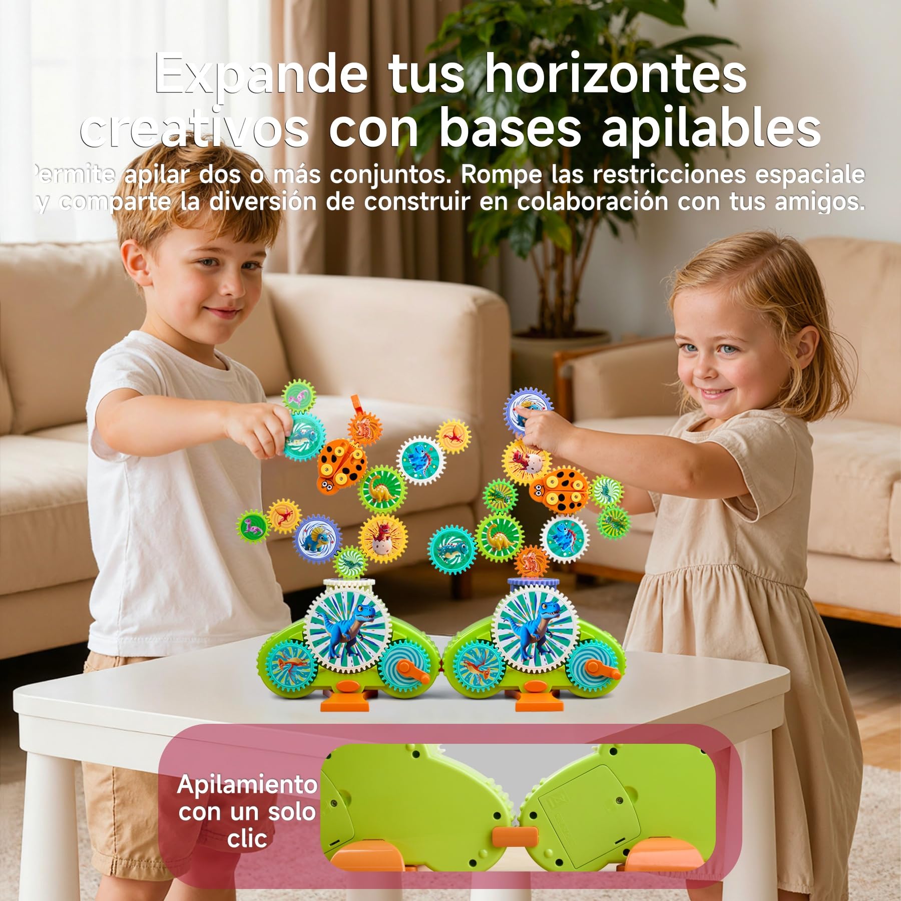 Juguetes de Engranajes para Niños 3-5 Años, Juguete Educativo STEM, Construcción Creativa