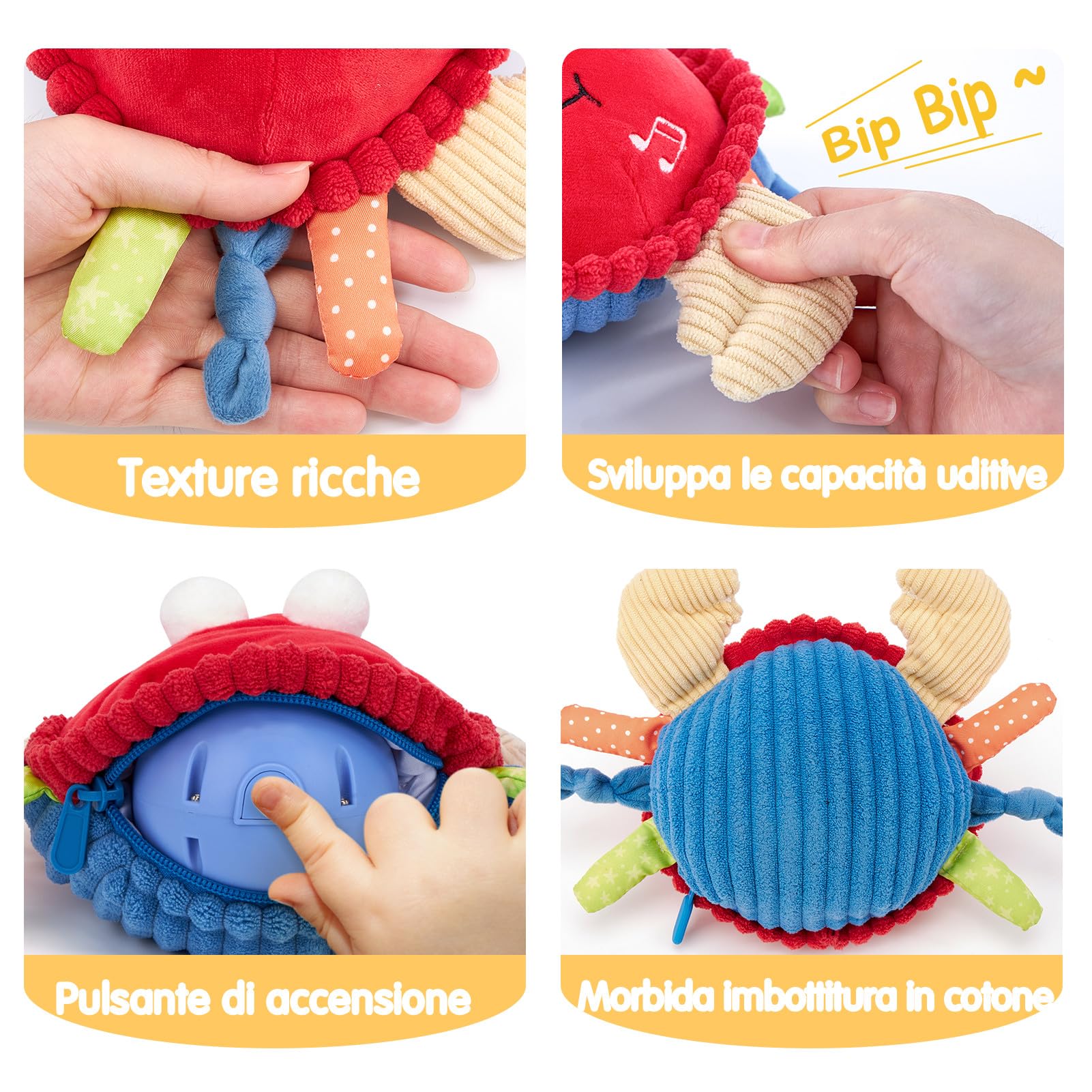 hahaland Giochi Neonato 6 Mesi Granchio Interattivo - Peluche Musicale Giocattolo Gattonare Giochi Bambini 1 Anno - Regalo Neonato per 6 9 12 Mesi