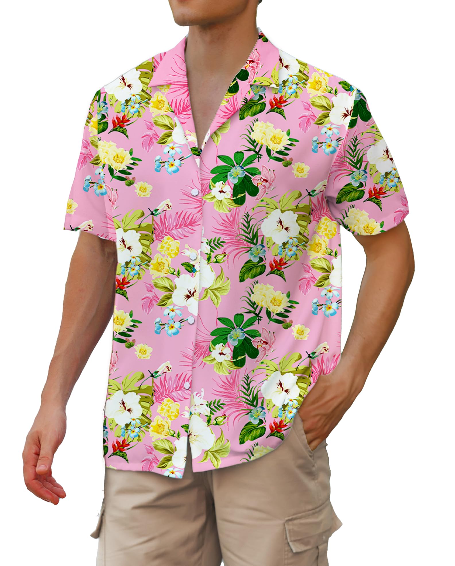 Cromoncent Hawaiian Shirt for Boy&amp;Men Short Sleeve Cuban Collar Tropical Holiday Summer Beach Shirts