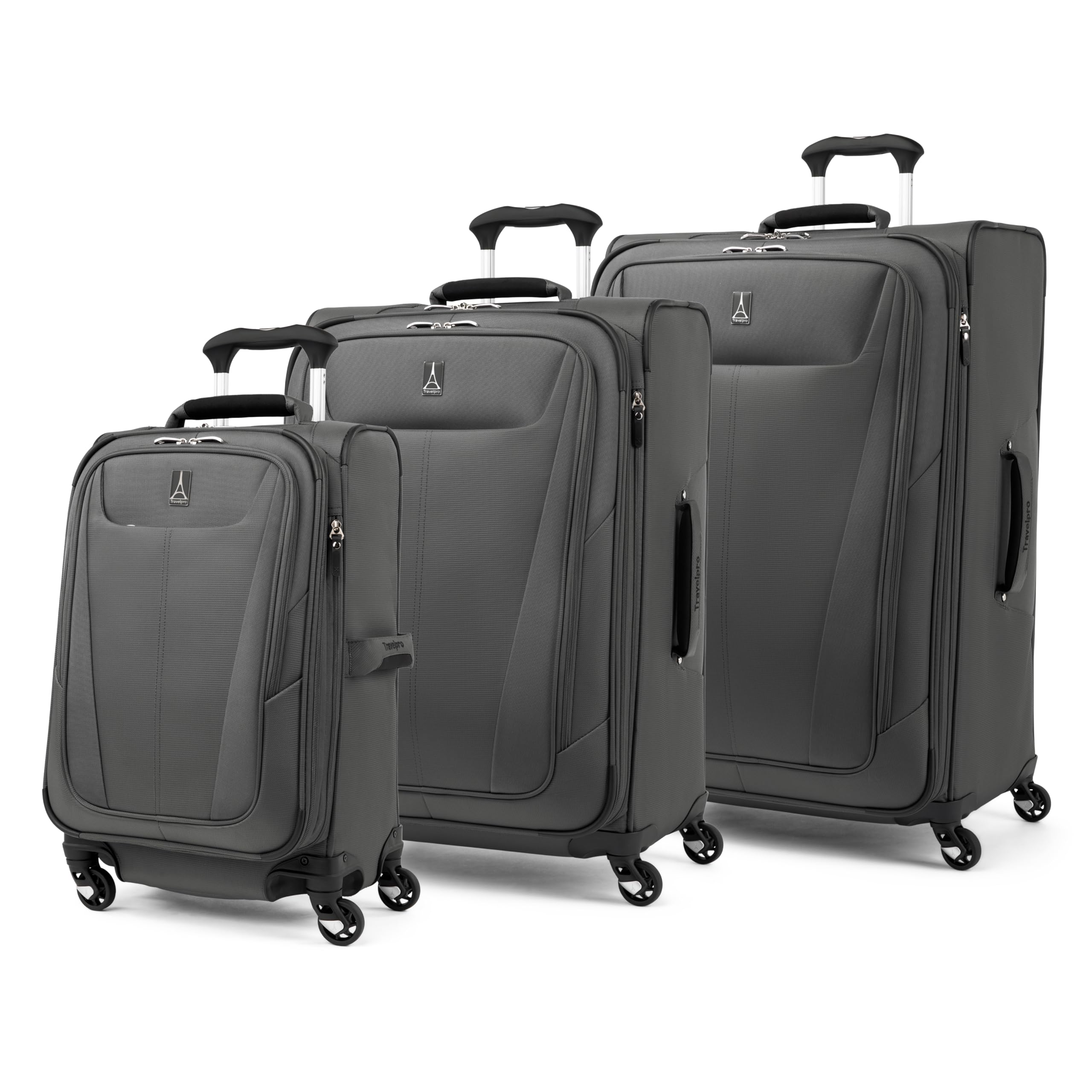 Travelpro Maxlite 5 Softside Expandable Luggage with 4 Spinner Wheels, Lightweight Suitcase, Men and Women, Shadow Grey, 3-Piece Set (21/25/29)