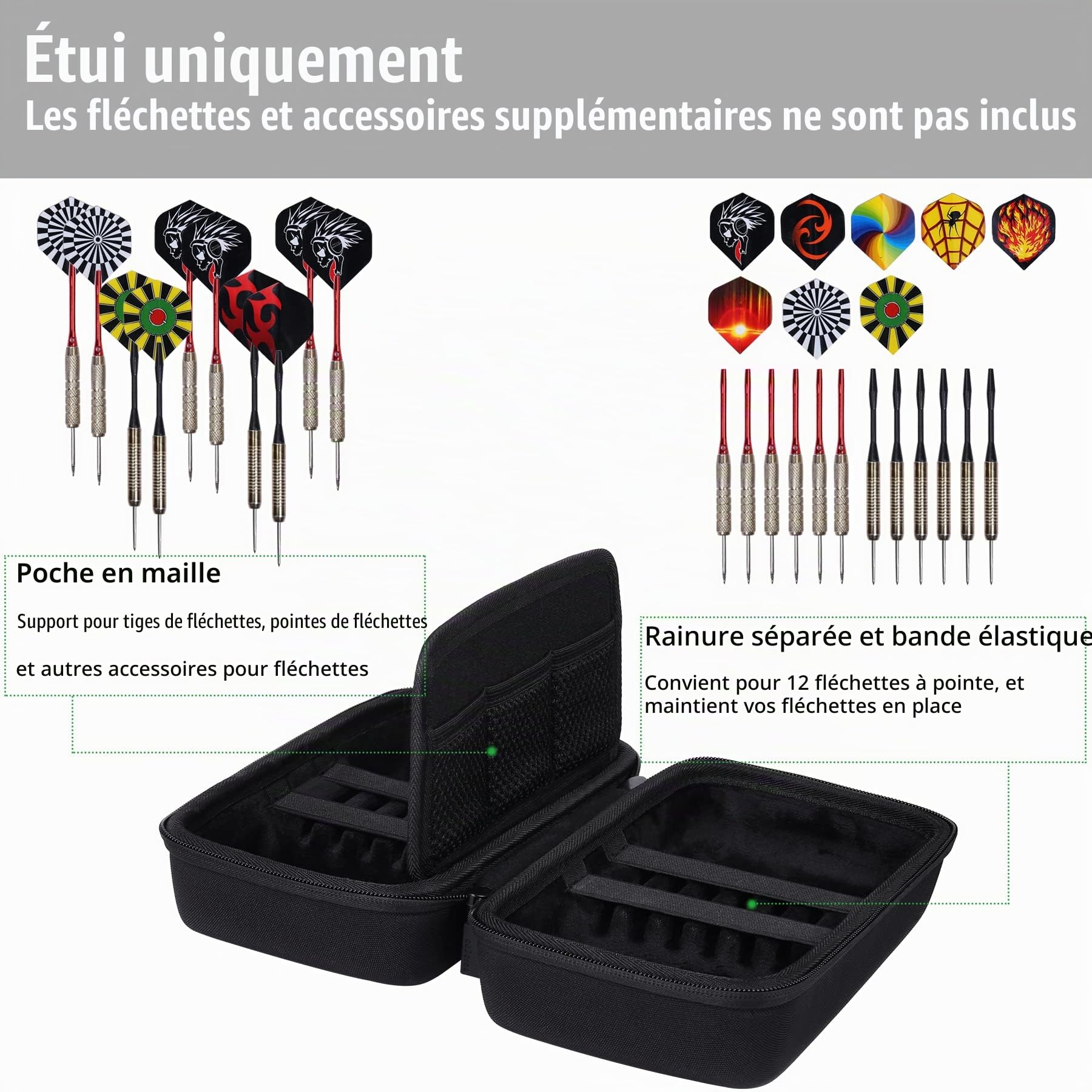 co2CREA Housse de Transport Rigide de Remplacement pour 12 Fléchettes à Pointe en Acier ou Fléchettes à Pointe Souple, étui Uniquement(boîte Seule,Case Only)