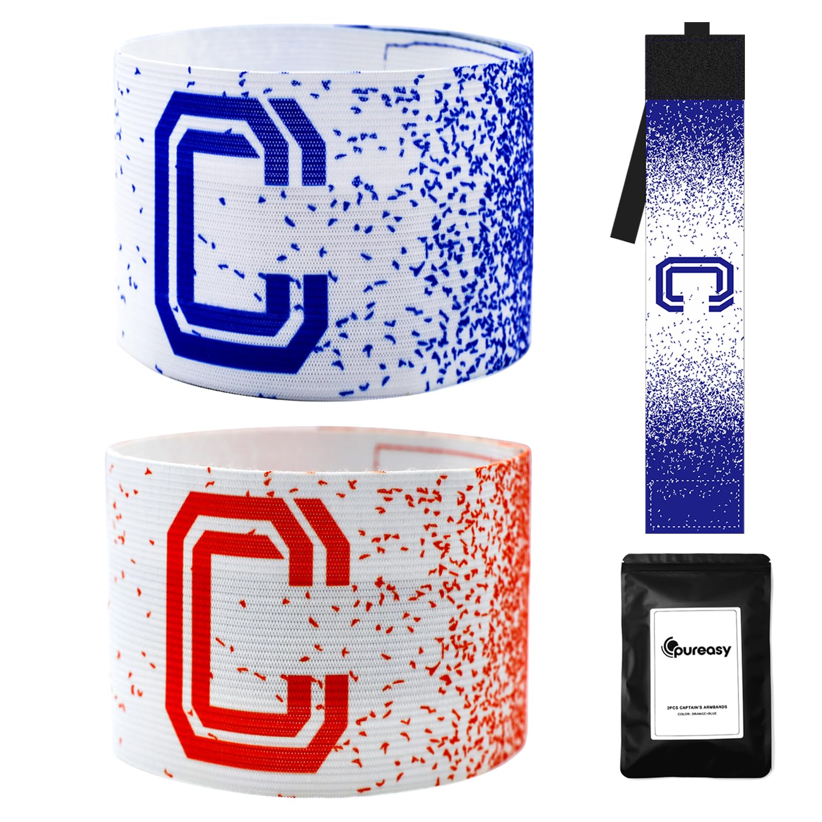 PUREASY Captains Armband Pack of 2, Captain Armband Football for Adults & Youths, Football Captain's Armbands with Starry Design Home/Away Colors - Football Accessories for Men and Women