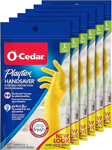 Playtex HandSaver Rubber Gloves for Kitchen and Household Cleaning 6 Pairs