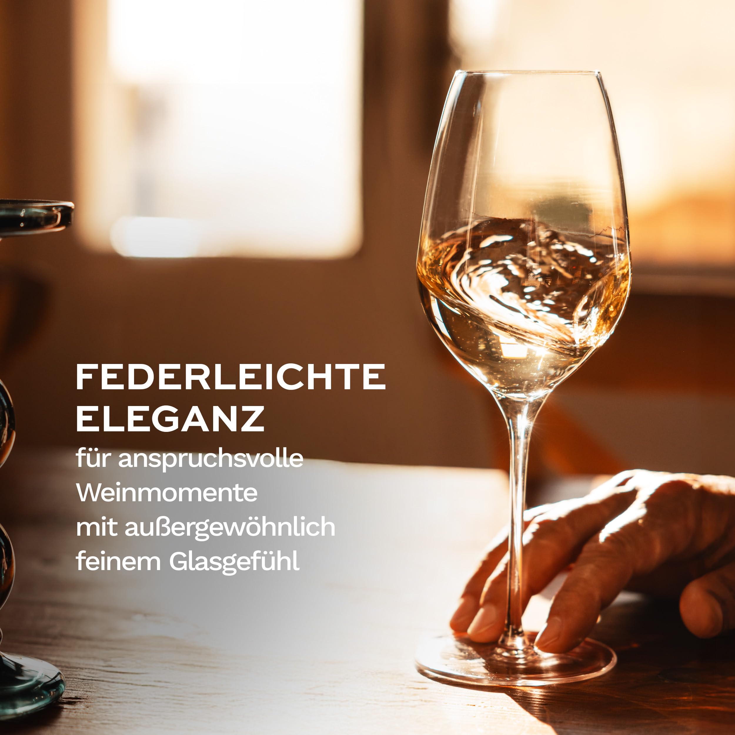 Stölzle Lausitz Fino Weißweingläser Weißweinkelche 450 ml, 6er-Set | Elegante Weißweingläser und Weißweinkelche für edlen Weißwein, aus bleifreiem Kristallglas, stoßfest & spülmaschinengeeignet