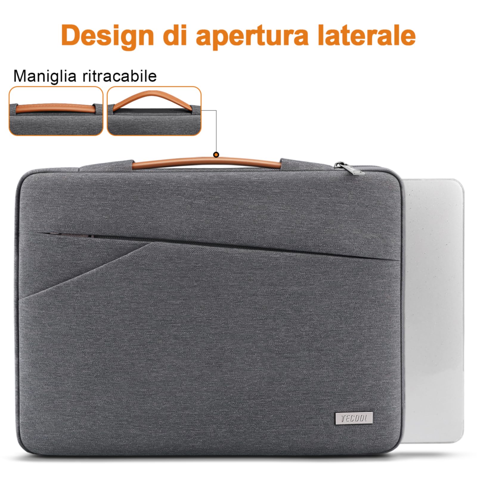 TECOOL 13 Pollici Custodia per MacBook Air 13 M1 13,6 M2 M3 M4 2018-2025, MacBook Pro 13, 13'' iPad Pro/Air, Surface Pro 10/9/8/X, Custodia Protettiva MacBook Laptop Borsa, Grigio scuro