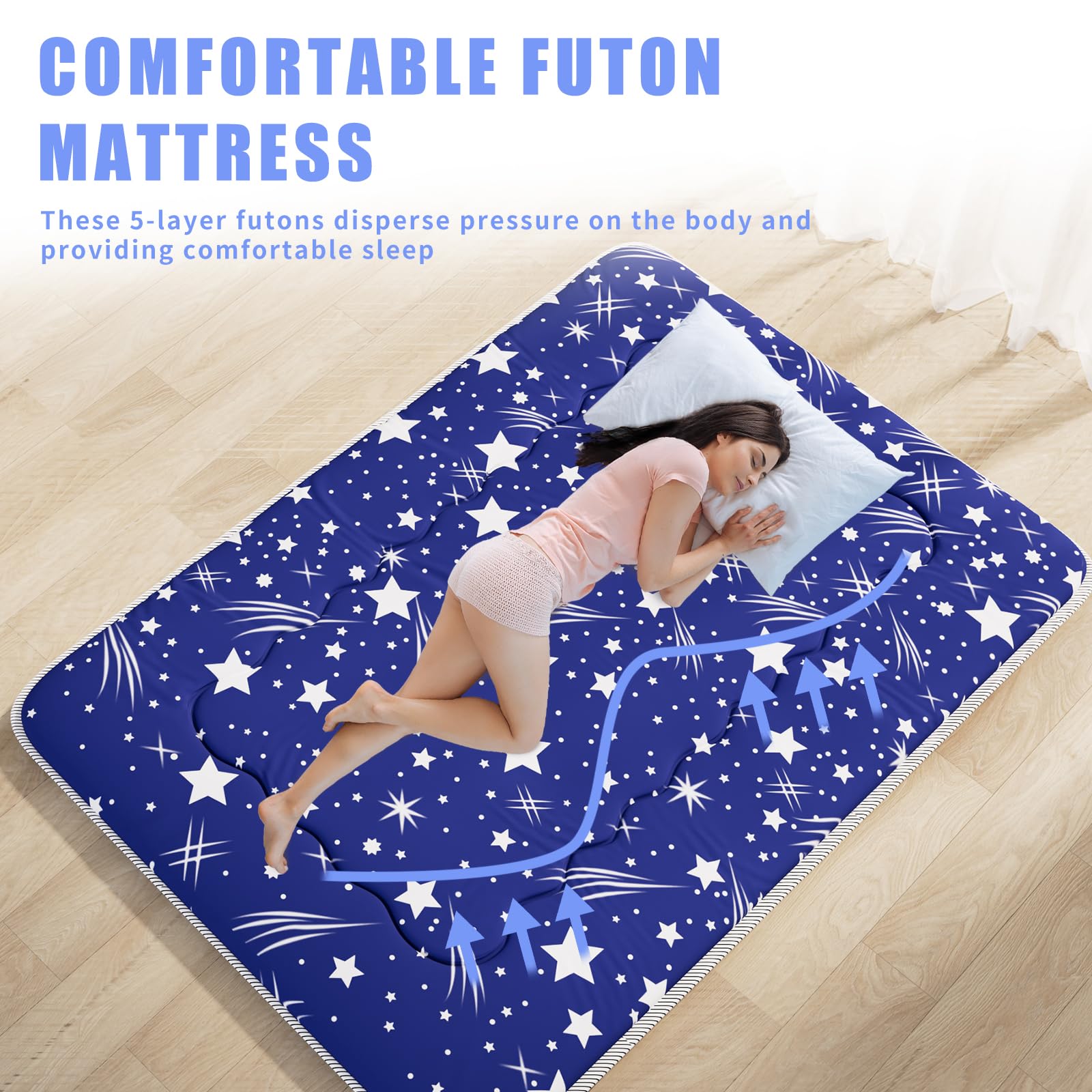 Colchón de futón japonés, tapete de tatami plegable, portátil, con bolsa y correa, colchón de suelo, colchón grueso para dormir, colchón enrollable para acampar