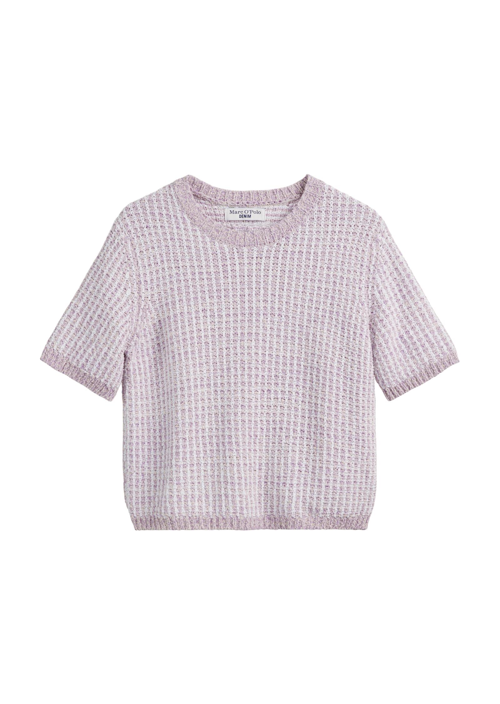 Marc O'Polo Denim Damen Pullover Kurzarm Loose Fit, Lila (Light Purple Multi 01), L