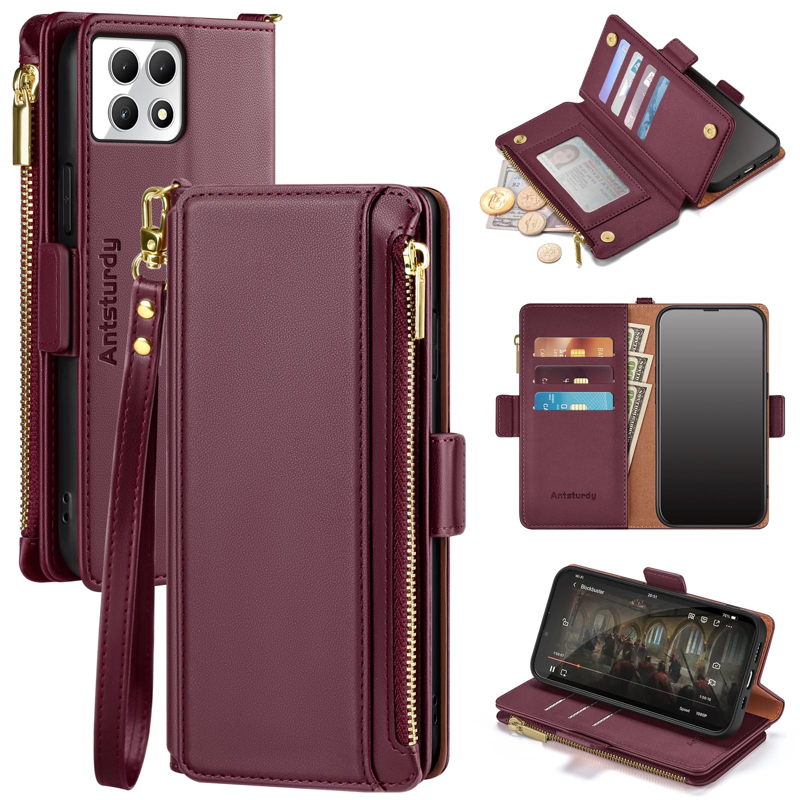 Antsturdy Compatible with T-Mobile REVVL 7 5G Wallet Case with Card Holder Women Men,Phone Case PU Leather RFID Blocking Flip Shockproof Protective