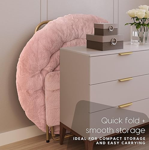 Miniatura 31 de Milliard - Silla acogedora con diseño de platillo, de pelo sintético, para dormitorio, tamaño extragrande (color blanco) Beige,Negro -,Negro +