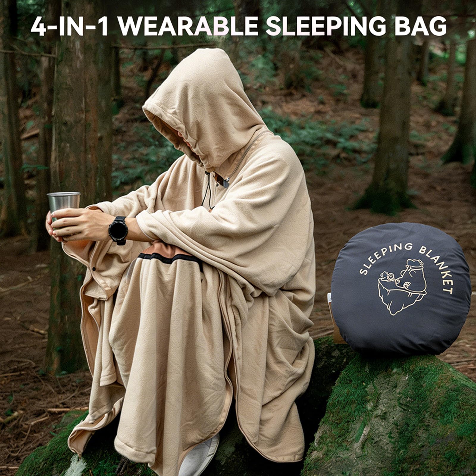 Zusammenklappbarer tragbarer Schlafsack, Campingsäcke für Wandern, Camping, Notfälle, Überleben, praktischer, isolierter Thermoschutz, multifunktionaler Schlafsack