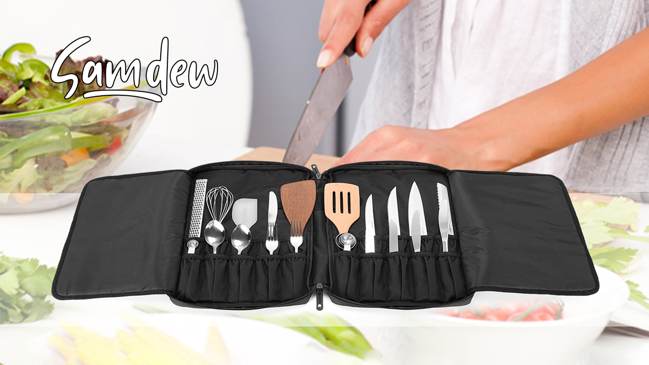 Borsa Portacoltelli Da Chef Con 20+ Slot - Custodia Con Serratura E Ruote, Per Viaggi - Foto 3