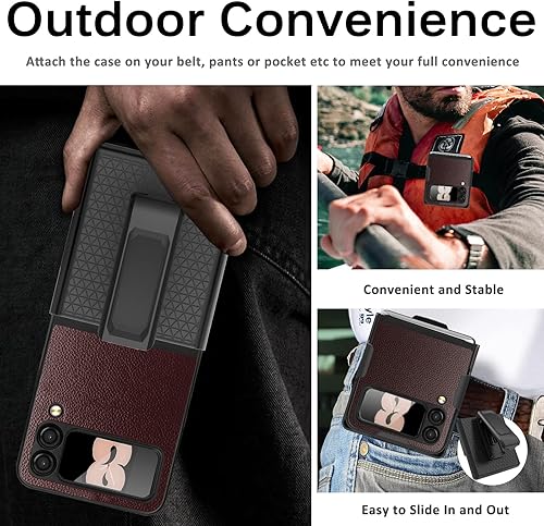 Miniatura 7 de Miimall Funda compatible con Samsung Galaxy Z Flip 3 5G, con clip para cinturón, delgada, resistente, funda protectora para la cadera para Galaxy Z