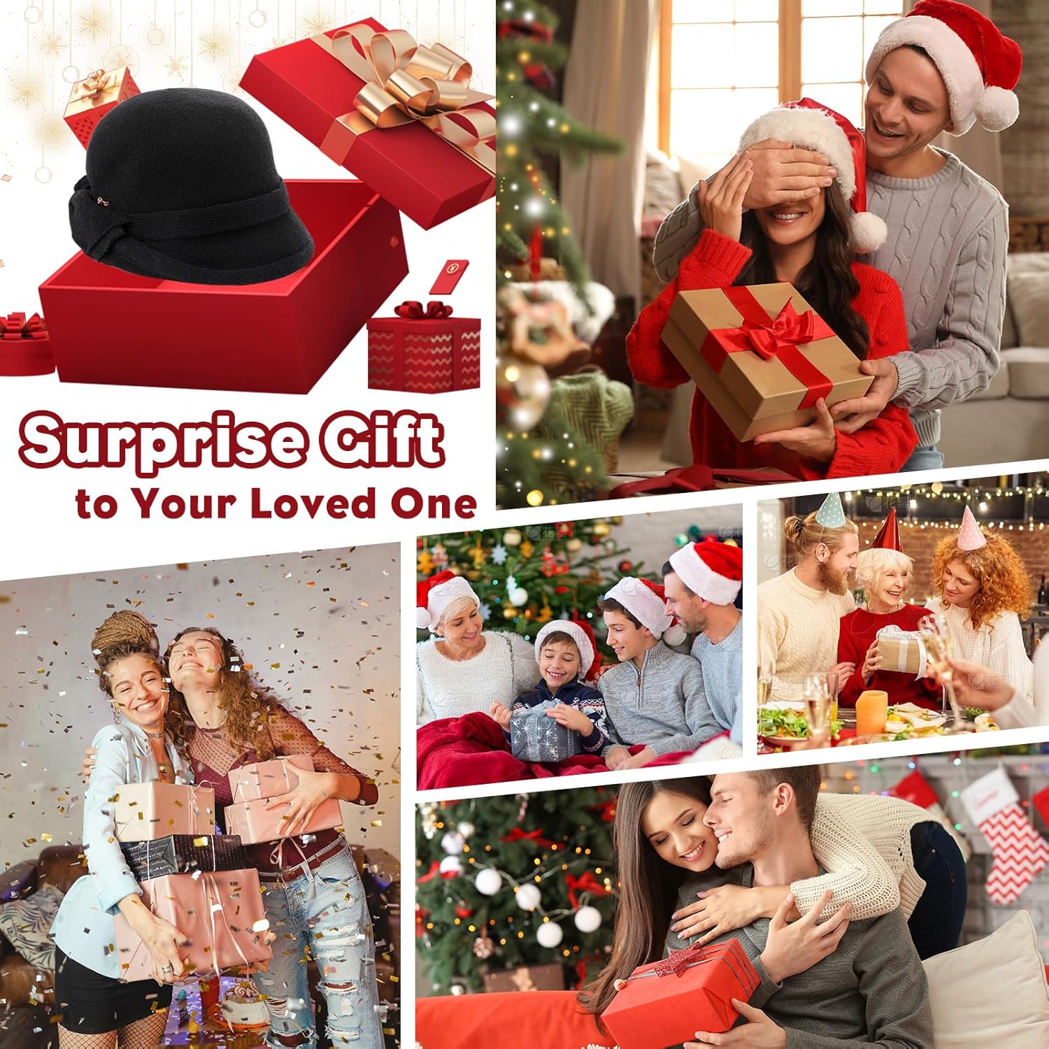 Womens 1920s Vintage Wool Felt Cloche Bucket Bowler Hat Winter Crushable - Image 4