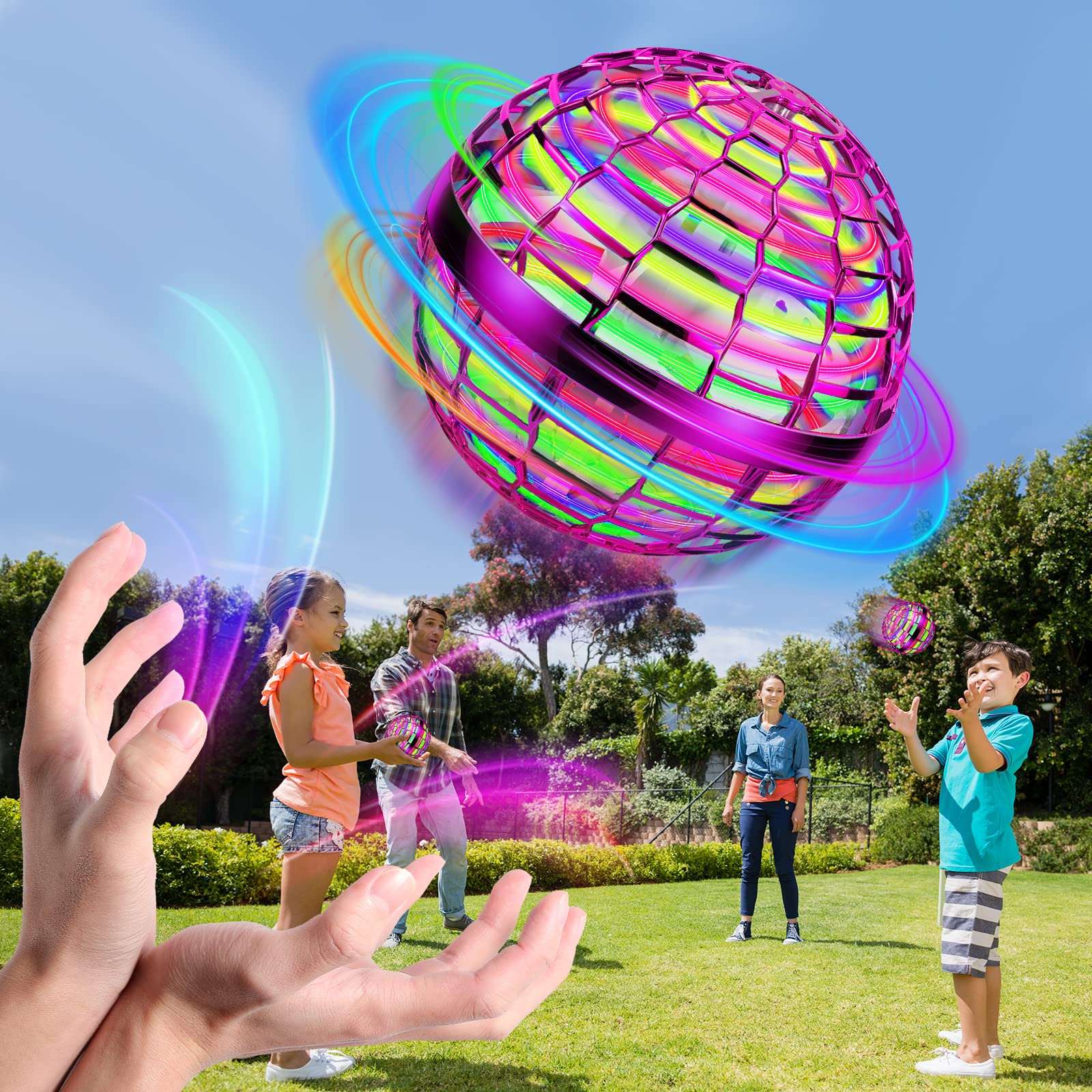 Flying Ball Toys Hover Ball Mini Drones for Kids Adult Holiday Toy List 2022 RGB Light Flying Toys, Flying Orb, Flying Space Orb Toy Levitating Ball Floating Ball Toy Nebula Orb Magic Boomerang Ball