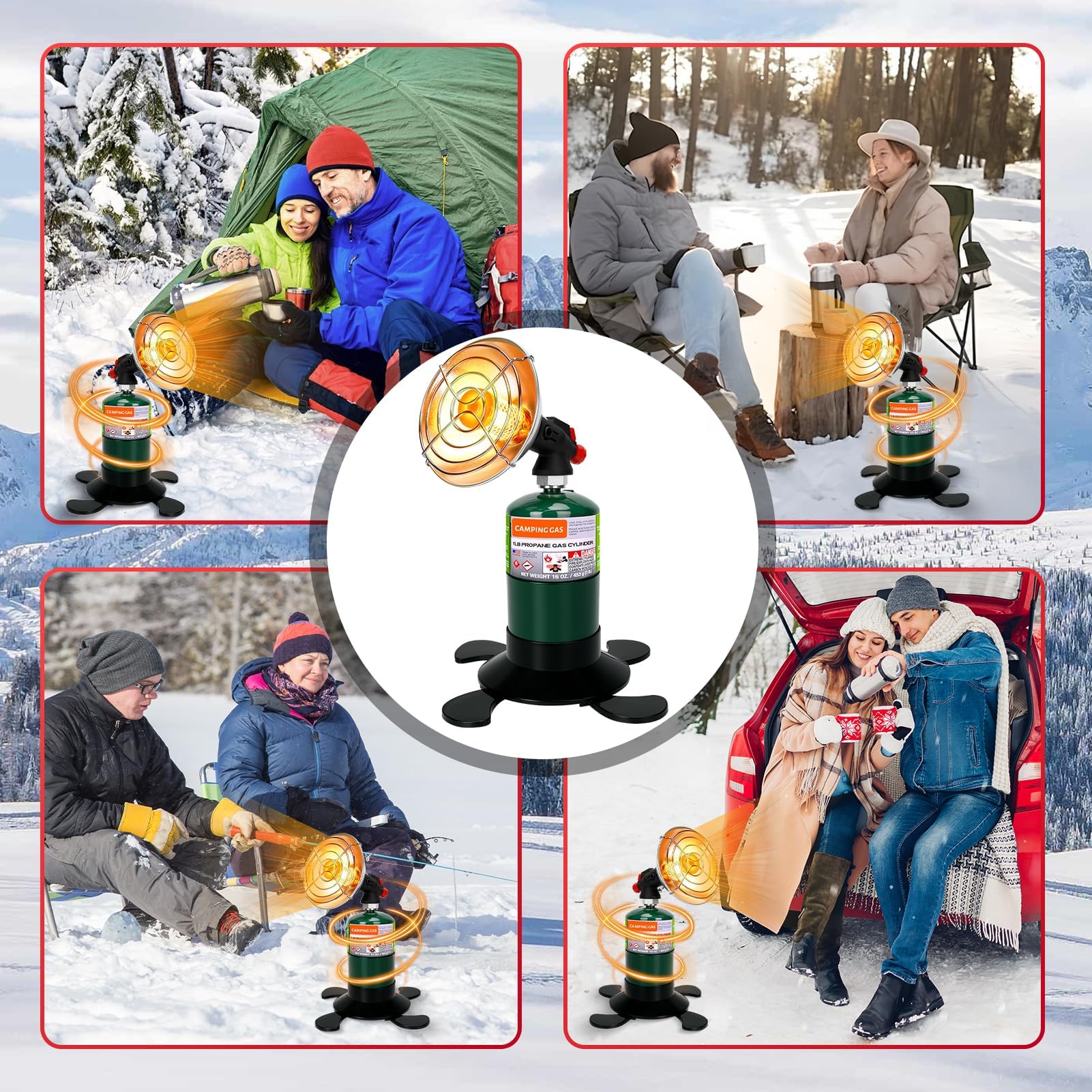 Calentador de propano para camping y patio con soporte para tanque de gas