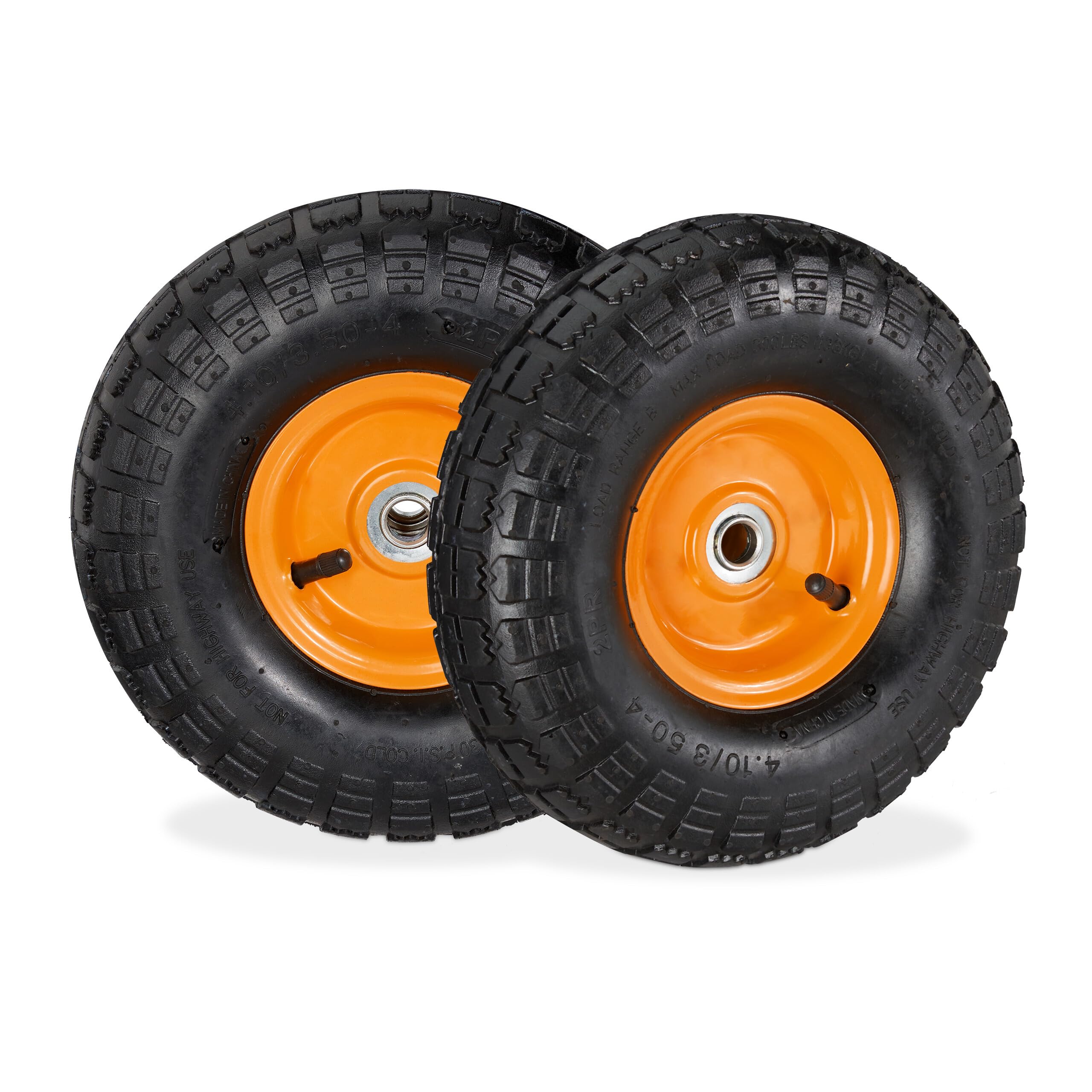 Ruedas para carretilla Relaxdays de repuesto neumáticas con eje de 16mm