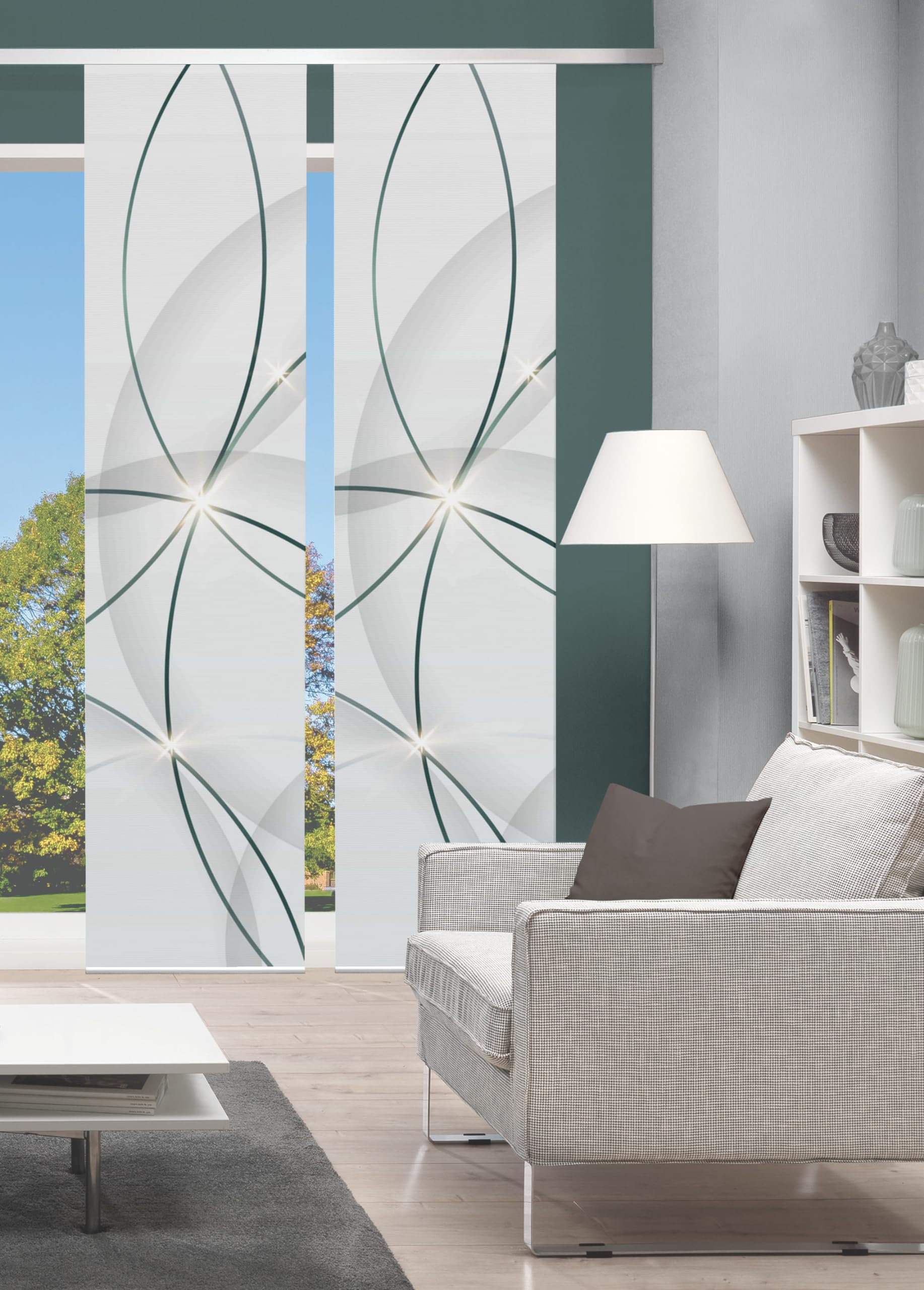 Amazon.de: HOME WOHNIDEEN 55062 | 2er-Set Schiebegardine 'BLINKI',  Digitaldruck auf Bambus-Optik, mit abstraktem Motiv, 260x60cm, Farbe: Rot  und Trkis, Farbe:trkis