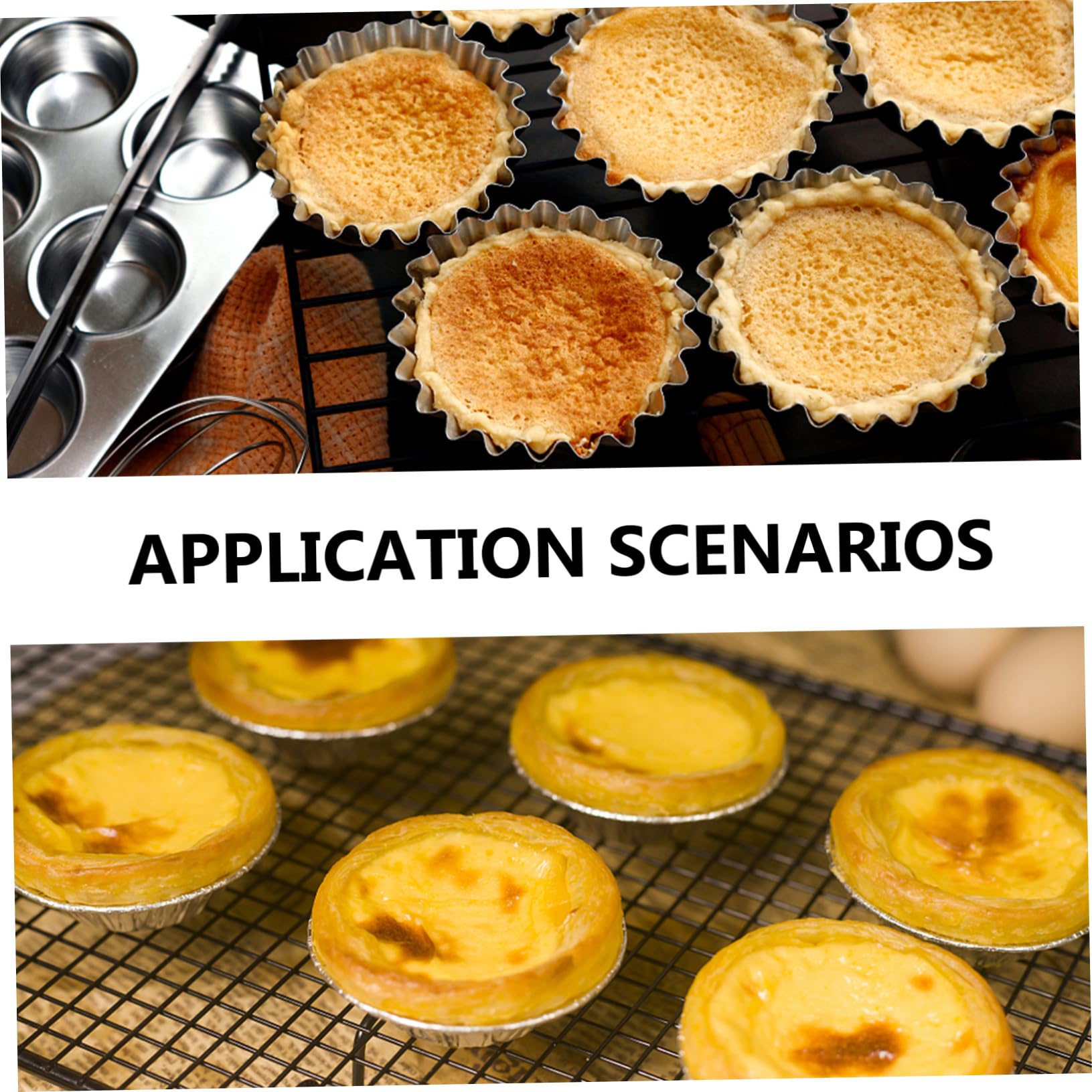 Zerodeko Moldes de Acero Inoxidable Reutilizables 50 para Tartaletas de Huevo, Moldes Decorativos para Tartas Pequeñas para Hotel y Pastelería