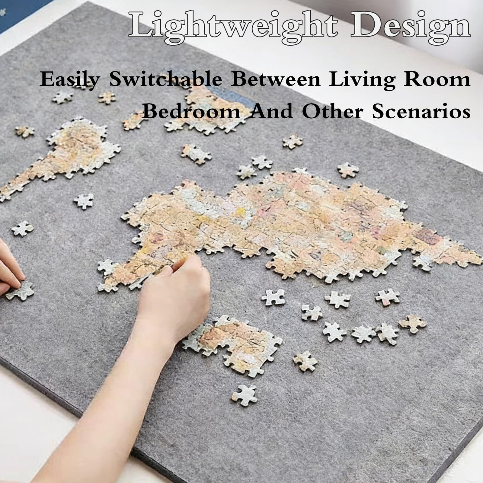 Składana taca na puzzle, filcowy stół do puzzli, przenośna tablica logiczna dla dorosłych, składany stół do puzzli, antypoślizgowy, może pomieścić do 500 1000 1500 2000 elementów