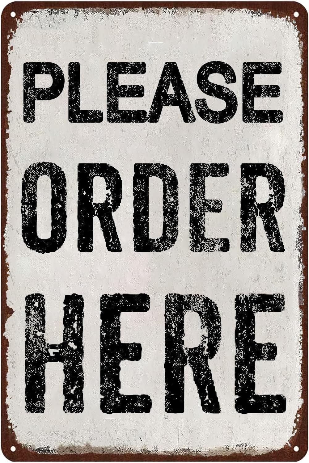 Anceky Please Order Here Metal Signs Business Reception Tin Signs, Humor Cafe Bar Kitchen Hotel Use for Front Door Wall Decor 8x12 Inch