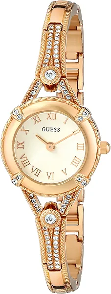 GUESS Petite Silver-Tone Crystal Bracelet Watch